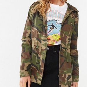 Camo hooded utility jacket